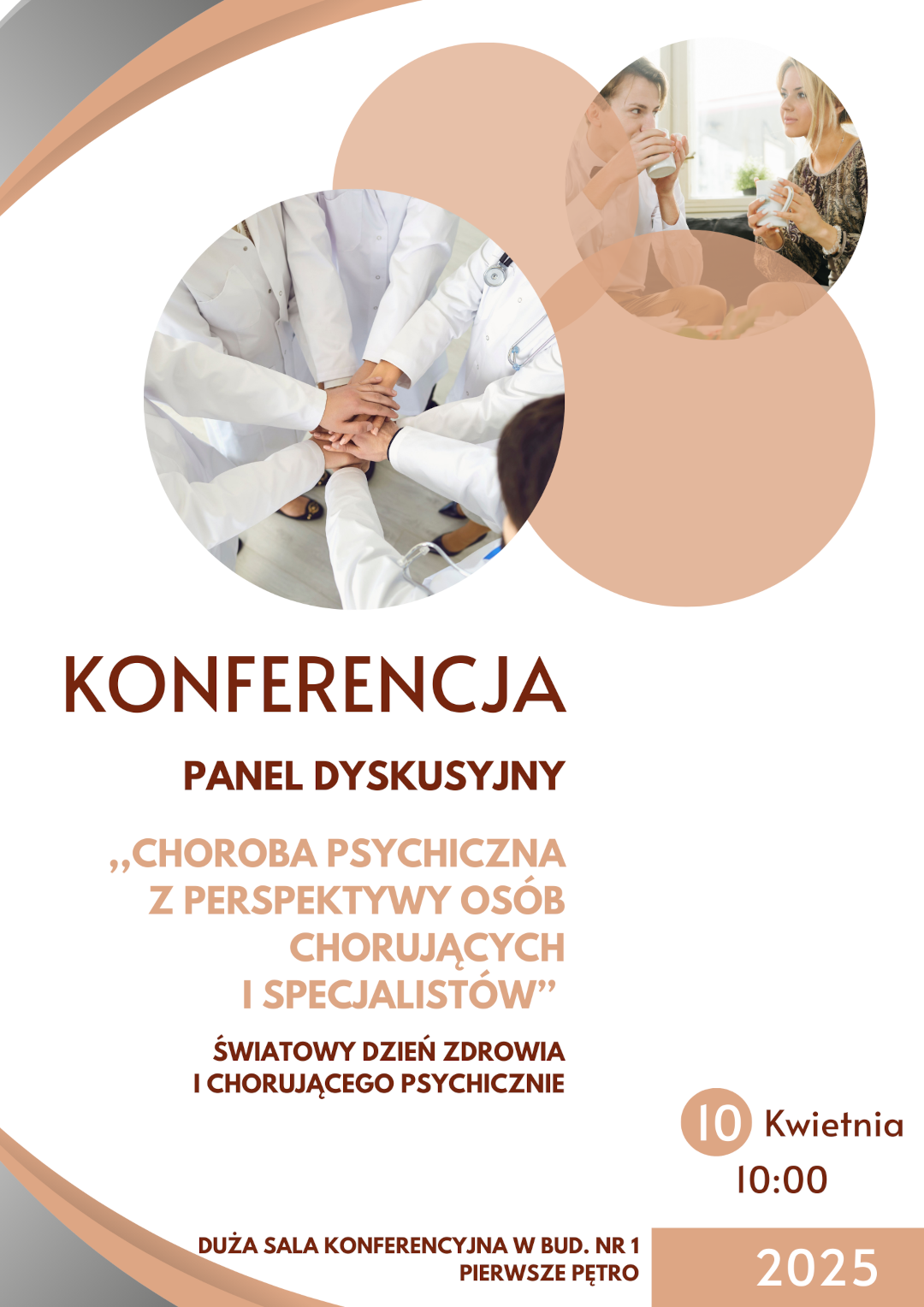 Plakat informacyjny dot. Konferencji "Choroba psychiczna z perspektywy osób chorujących i specjalistów"