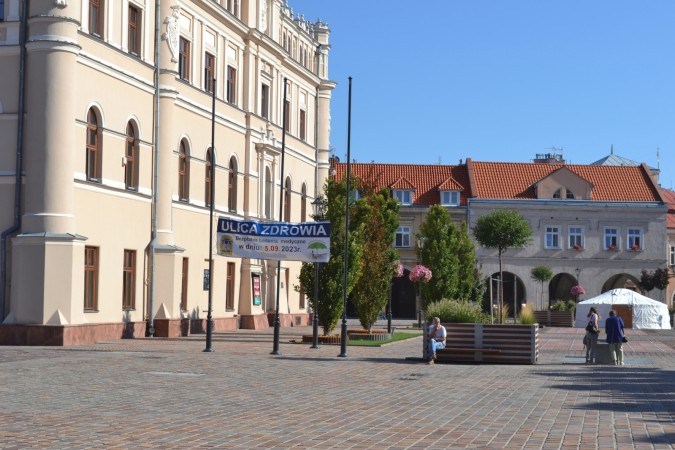 Baner promujący akcję na rynku w Jarosławiu